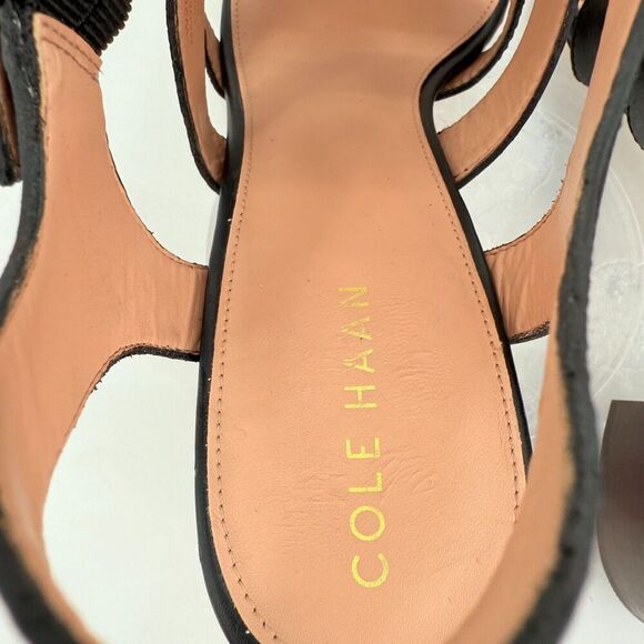 Cole Haan Womens Josie Fisherman Sandals Black Leather Caged Block Heel 10B - Picture 8 of 14